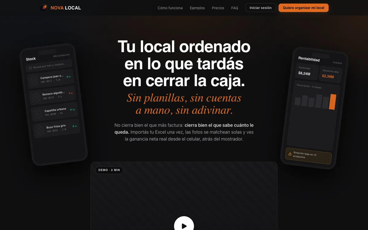 Landing de Nova Local, diseñada por nosotros